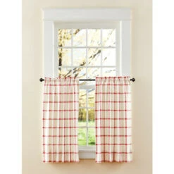 Best reviews of 💯 Vermont Country Store Windowpane Plaid Rod Pocket Tiers Red 🛒