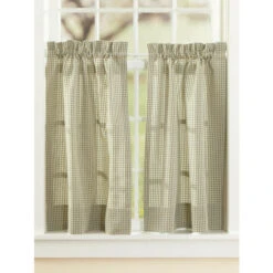 Buy 🌟 Vermont Country Store Colebrook Check Rod Pocket Tiers Mineral 👍 -Cheap Curtains Store unnamed file 375