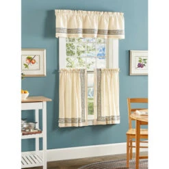 Discount 👏 Vermont Country Store Stenciled Border Rod Pocket Muslin Tiers 🧨 -Cheap Curtains Store unnamed file 384