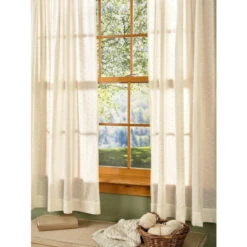 Buy ❤️ Vermont Country Store Swiss Dot Semi-Sheer Rod Pocket Curtains Ivory 💯