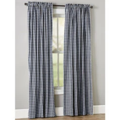 New ✨ Vermont Country Store Cabin Check Rod Pocket Curtains Natural 🌟