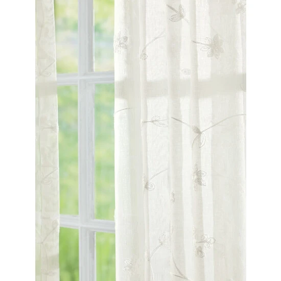 Brand new ๐ Vermont Country Store Petite Fleur Embroidered Sheer Rod Pocket Panel With Back Tabs White โค๏ธ 2 Brand new ๐ Vermont Country Store Petite Fleur Embroidered Sheer Rod Pocket Panel With Back Tabs White โค๏ธ - Image 2