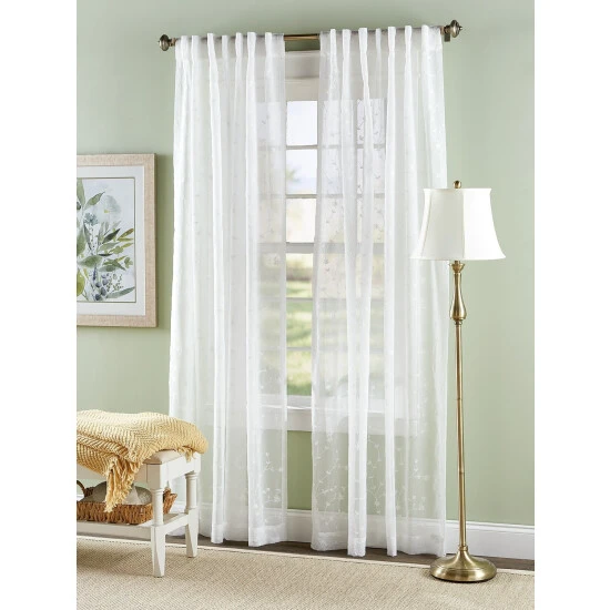 Brand new ๐ Vermont Country Store Petite Fleur Embroidered Sheer Rod Pocket Panel With Back Tabs White โค๏ธ 3 Brand new ๐ Vermont Country Store Petite Fleur Embroidered Sheer Rod Pocket Panel With Back Tabs White โค๏ธ - Image 3