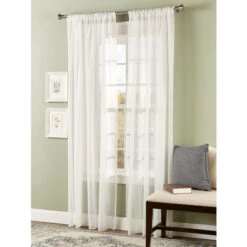 Brand new ⌛ Vermont Country Store Weighted Corded Hem Sheer Dual Rod Pocket Panel Ivory 🥰