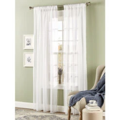 Brand new ⌛ Vermont Country Store Weighted Corded Hem Sheer Dual Rod Pocket Panel Ivory 🥰 -Cheap Curtains Store unnamed file 678