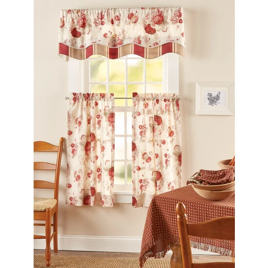 Buy 🎁 Vermont Country Store Brighton Rose Rod Pocket Tiers Red Floral 😀 2 Buy 🎁 Vermont Country Store Brighton Rose Rod Pocket Tiers Red Floral 😀 - Image 2