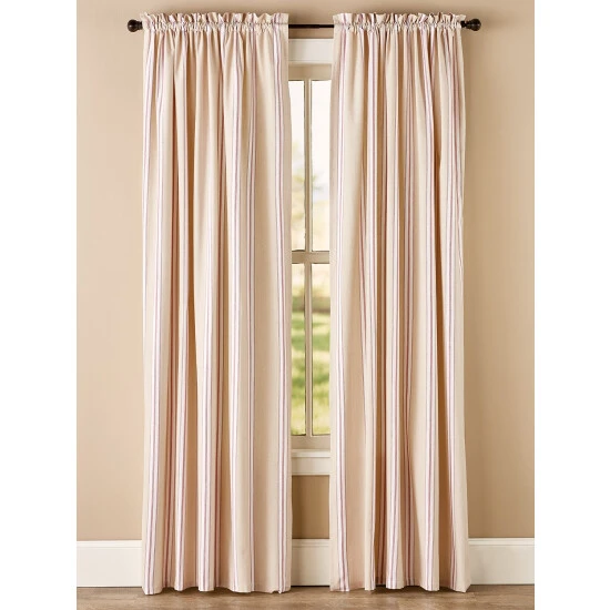 Brand new π Vermont Country Store French Ticking Rod Pocket Curtains Cocoa π 1 Brand new π Vermont Country Store French Ticking Rod Pocket Curtains Cocoa π