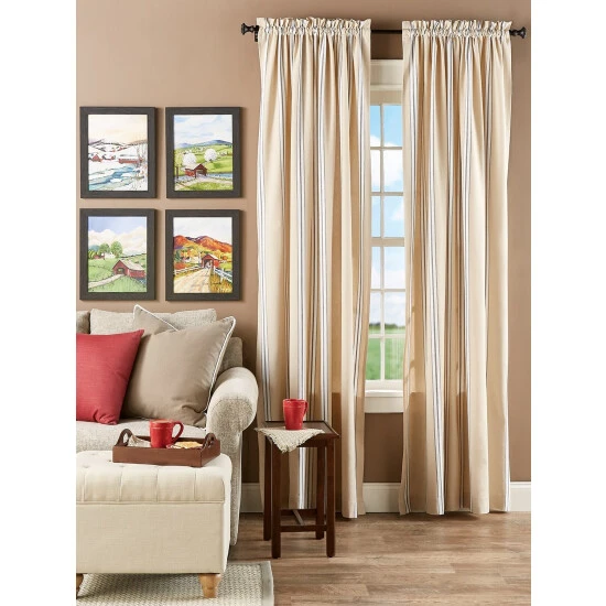 Brand new π Vermont Country Store French Ticking Rod Pocket Curtains Cocoa π 4 Brand new π Vermont Country Store French Ticking Rod Pocket Curtains Cocoa π - Image 4