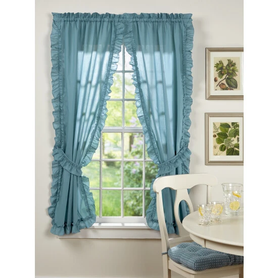 Hot Sale ✔️ Vermont Country Store Classic Solid Ruffles Rod Pocket Curtains Blue ⌛ 1 Hot Sale ✔️ Vermont Country Store Classic Solid Ruffles Rod Pocket Curtains Blue ⌛
