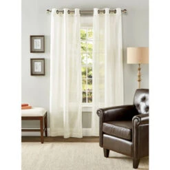 Brand new ✔️ Vermont Country Store Cotton Voile Semi-Sheer Grommet Top Curtains White ⭐