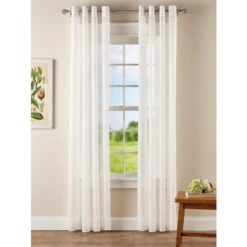 Promo 🎁 Vermont Country Store Weighted Corded-Hem Sheer Grommet Top Panel White 💯 -Cheap Curtains Store unnamed file 811