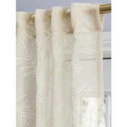 Buy 💯 Vermont Country Store Embroidered Leaves Sheer Rod Pocket Patio Panel With Back Tabs Gray ⌛ -Cheap Curtains Store unnamed file 816