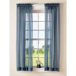 Wholesale ⭐ Vermont Country Store Highgate Manor Rod Pocket Sheer Panel Blue ✔️