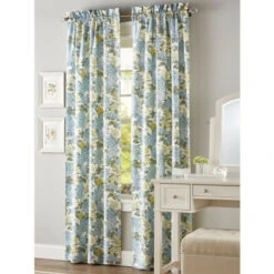 Deals 🛒 Vermont Country Store Blooming Hydrangea Rod Pocket Curtains Blue 👏