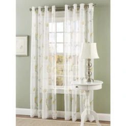 Outlet ⭐ Vermont Country Store Floral Botanical Semi-Sheer Grommet Top Panel Yellow ⭐ -Cheap Curtains Store unnamed file 849
