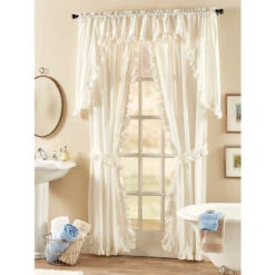 Discount 😍 Vermont Country Store Narrow Ruffles Rod Pocket Priscilla Curtains White ✔️