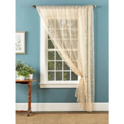 Outlet ✔️ Vermont Country Store Tree Of Life Lace Rod Pocket Curtain Panel Or Tier Cafe 🧨