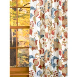New ⌛ Vermont Country Store Dorset Garden Insulated 48 Inch Pinch Pleat Curtains Red Floral ✨
