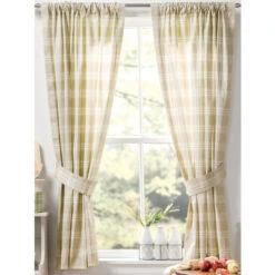 Best deal 🧨 Vermont Country Store Bentley Plaid Rod Pocket Curtains Natural 🧨